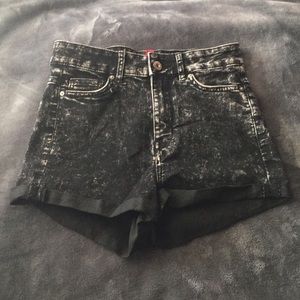 H&M Divided High Waisted Acid Wash Denim Shorts